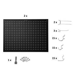 NPS - Black Steel Peg Boards & 50 Hooks for 30" Wide HDT3 and SLT3 Tables (Pack of 2)