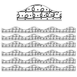 Magnetic Scallop Border, Black Loops with Black Dots on White, 12 Feet Per Pack, 6 Packs
