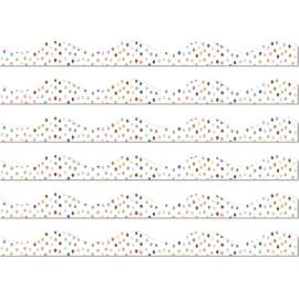 Magnetic Scallop Border, 12" x 1", Everyone is Welcome Painted Dots, 12 Feet Per Pack, 6 Packs