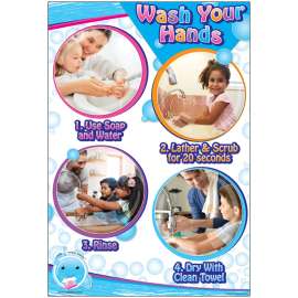 Healthy Bubbles Smart Poly Chart, Wash Your Hands 4 Bubbles, 13" x 19"