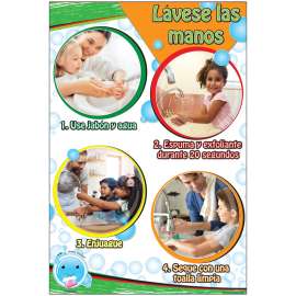 Healthy Bubbles Smart Poly Chart, Spanish Version Wash Your Hands, 13" x 19"