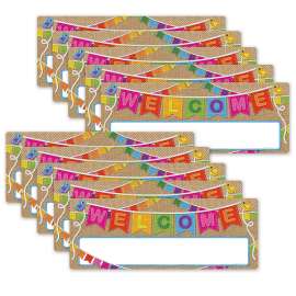 Smart Poly Welcome Banner, 9" x 24", Burlap Stitched, Pack of 10