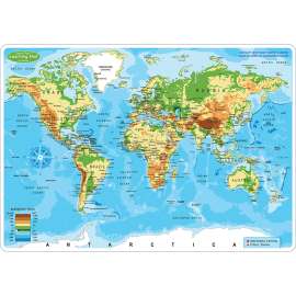 Smart Poly Learning Mat, 12" x 17", Double-Sided, World Physical Map