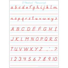 Smart PolyВ® Single Sided PosterMat PalsВ® Space Savers, D'Nealian Manuscript Handwriting, 13" x 9.5"