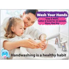 Healthy Bubbles PosterMat Pals Smart Poly Space Savers Handwashing Is A Healthy Habit, 13" x 9.5"