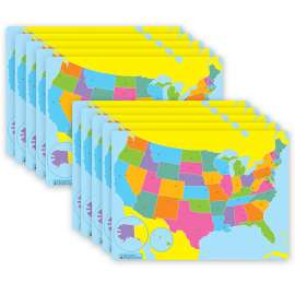 Smart Poly® PosterMat Pals Space Savers, 13" x 9-1/2", US Map, Pack of 10