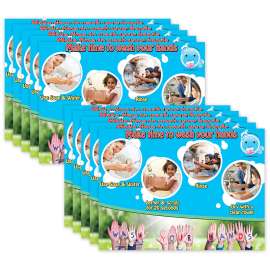 Smart Poly® PosterMat Pals Space Savers, 13" x 9-1/2", Time To Wash Hands, Pack of 10