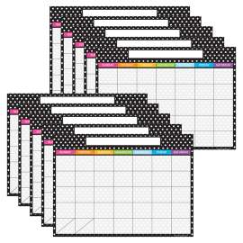 Smart Poly® PosterMat Pals Space Savers, 13" x 9-1/2", BW Dots Calendar, Pack of 10