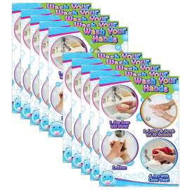 Smart Poly® PosterMat Pals Space Savers, 13" x 9-1/2", Wash Your Hands, Pack of 10