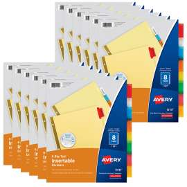 Big Tab Insertable Dividers, Buff Paper, 8-Tab Set, Multicolor, 12 Sets