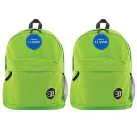 Classic Backpack 17" Lime Green, Pack of 2