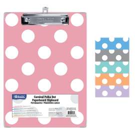 Paperboard Clipboard with Low Profile Clip, Standard Size, Carnival Polka Dot