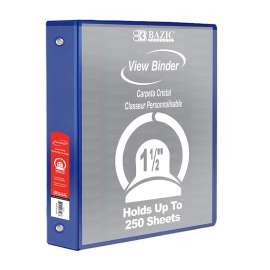 3-Ring View Binder with 2 Pockets, 1.5", Blue