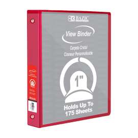 3-Ring View Binder with 2 Pockets, 1", Red