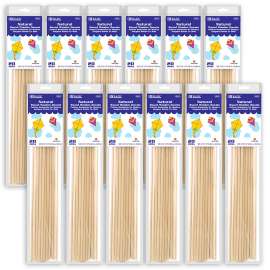 Round Natural Wooden Dowel, 3/16" x 12", 20 Per Pack, 12 Packs