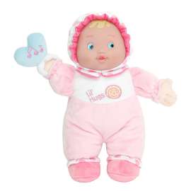 Lil' Hugs Baby's First Soft Doll, Vinyl Face, Pastel Outfits with Rattle, 12" Caucasian