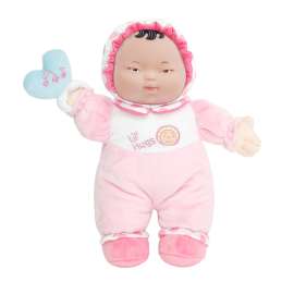 Lil' Hugs Baby's First Soft Doll, Vinyl Face, Pastel Outfits with Rattle, 12" Asian