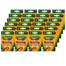 Regular-Size Crayons, 8 Colors Per Box, 24 Boxes