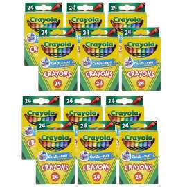 Regular-Size Crayons, 24 Colors Per Box, 12 Boxes