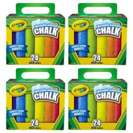 Washable Sidewalk Chalk, 24 Per Box, 4 Boxes