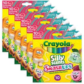 Silly Scents Smash Ups Broad Line Washable Scented Markers, 10 Per Pack, 6 Packs