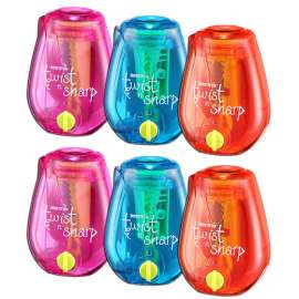 Twist-n-Sharp Kids Pencil Sharpener, Assorted Colors, Pack of 6