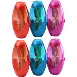 Twist-n-Sharp Duo Pencil Sharpener, Assorted Colors, Pack of 6