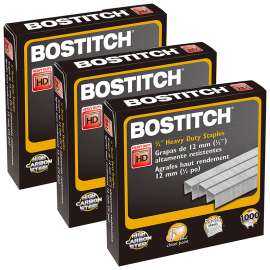 Premium Heavy Duty Staples, 1/2", 1000 Per Pack, 3 Packs