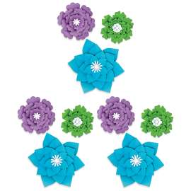 Creatively Inspired Blue, Purple, Green Flowers Dimensional Accent, 3 Per Set, 3 Sets