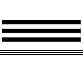 Industrial Chic Black & White Stripes Straight Border, 36 Feet