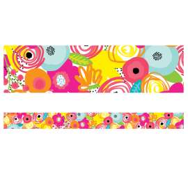Simply Stylish Tropical Floral Straight Border, 36 Feet