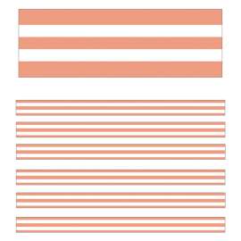 Simply Stylish Coral & White Stripes Straight Borders, 36 Feet Per Pack, 6 Packs