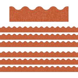 Let's Explore Terracotta Linen Scalloped Border, 39 Feet Per Pack, 6 Packs