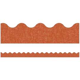 Let's Explore Terracotta Linen Scalloped Border, 39 Feet