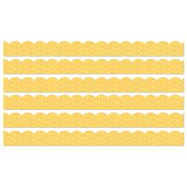 Grow Together Yellow with Painted Dots Scalloped Borders, 39 Feet Per Pack, 6 Packs