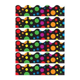 Big Rainbow Dots Scalloped Borders, 39 Feet Per Pack, 6 Packs