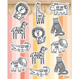 Simply Safari Animals Shape Stickers, Pack of 72