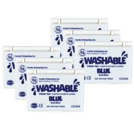 Washable Stamp Pad, Blue, Pack of 6