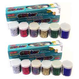 Creative Arts Glitter, Assorted Colors, .75 oz. Shakers, 12 Per Pack, 2 Packs