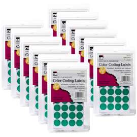 Green Color Coding Labels, 1000 Per Pack, 12 Packs