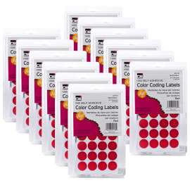 Self-Adhesive Color-Coding Labels, Red, 1000 Per Pack, 12 Packs