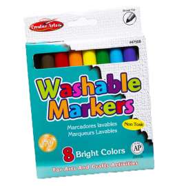 Creative Arts Washable Markers Broad Tip, Assorted Colors, Pack of 8