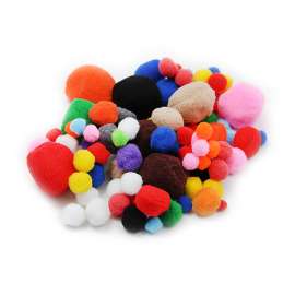 Pom Poms Assorted Sizes & Colors, 1 Pound