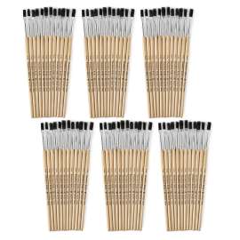 Flat Tip Paint Brushes, 1/4" - Natural Bristle, Short, 12 Per Set, 6 Sets