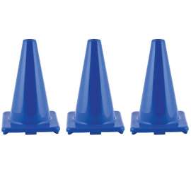 High Visibility Flexible Vinyl Cone, 12" Royal Blue, Pack of 3
