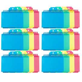 Spiral Bound Index Card Notebook with Index Tabs, Assorted Tropic Tones Colors, Pack of 6