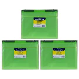 Expanding File Folder, 7-Pocket, Hanging Tabs, Bright Green, Pack of 3