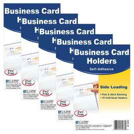 Self-Adhesive Business Card Holder, Side Load, 2" x 3-1/2", 10 Per Pack, 5 Packs