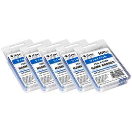 Pressure Sensitive Badges, Visitor, Blue, 3-1/2" x 2-1/4", 100 Per Pack, 5 Packs