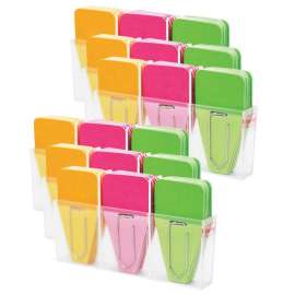 Clip-Tabs, Solid, Pink/Green/Orange, 24 Per Pack, 6 Packs